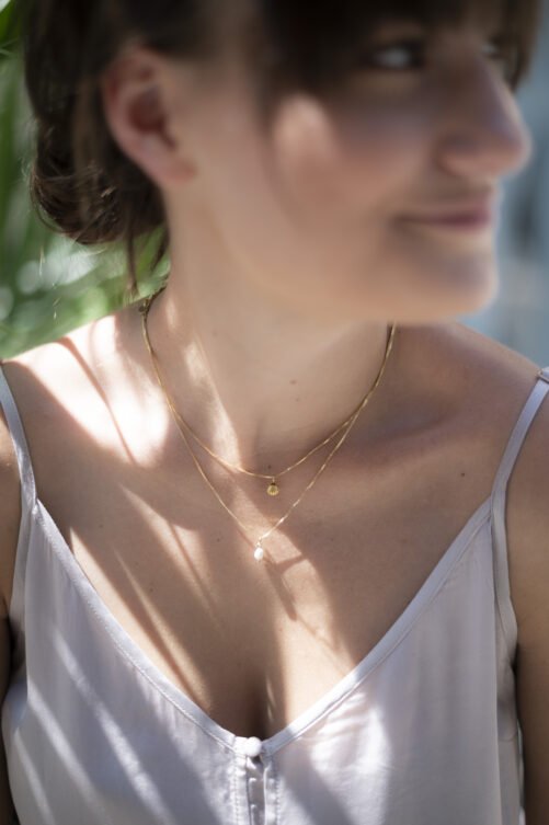 Korte ketting met parel / goud of zilver - Afbeelding 3